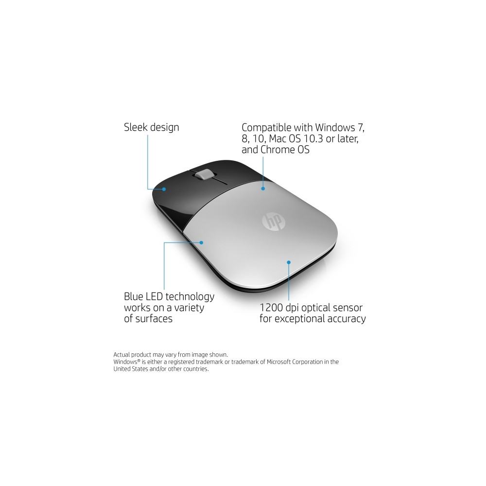 Produktbild för HP Z3700 - mus - 2.4 GHz - silver