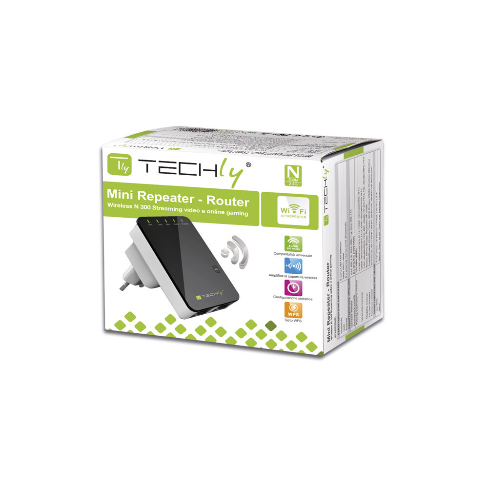 Produktbild för TECHly Wall Plug Wireless Router 300N Wall Repeater2 - trådlös router - Wi-Fi - vägginsticksbar