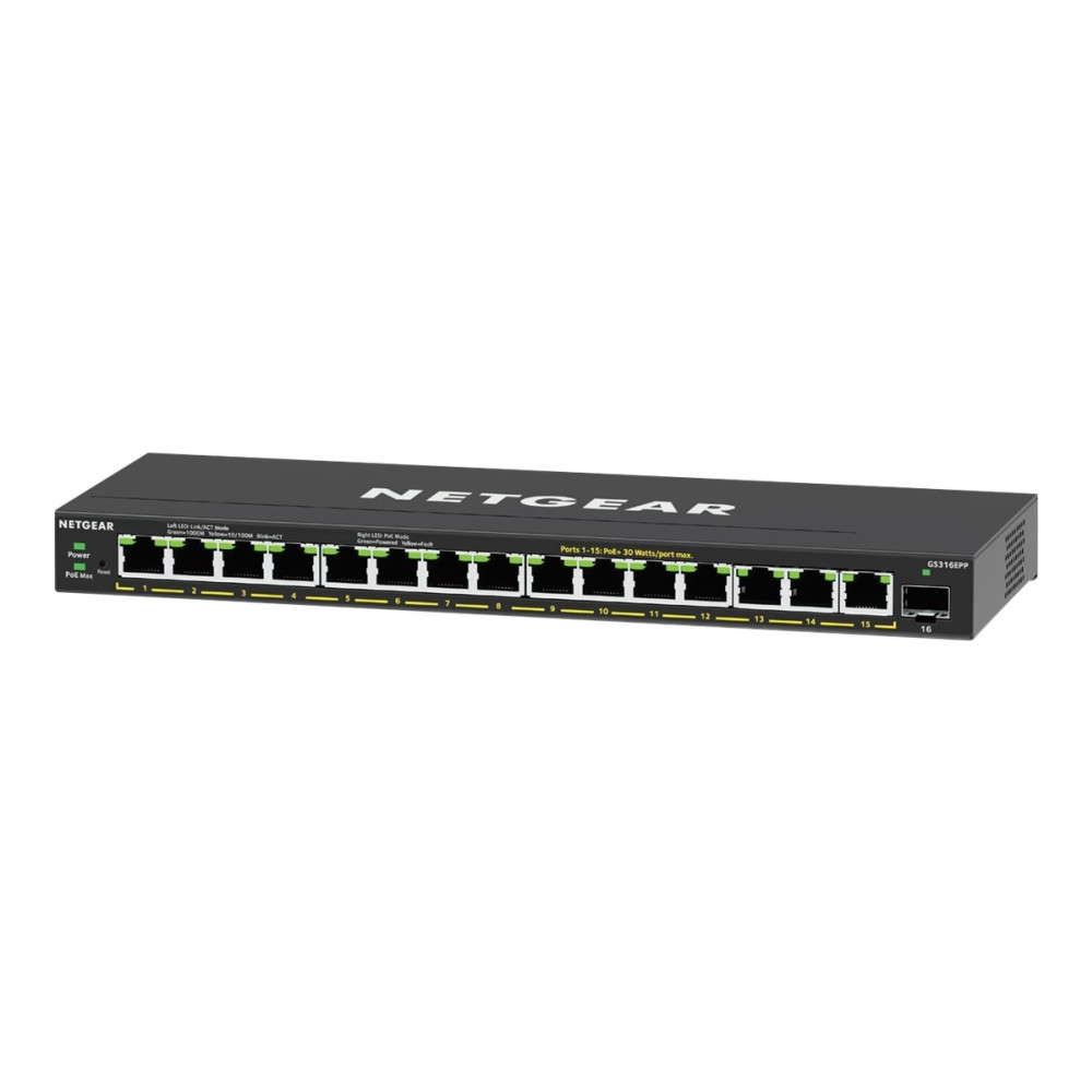 Produktbild för NETGEAR Plus GS316EPP - switch - 16 portar - Administrerad