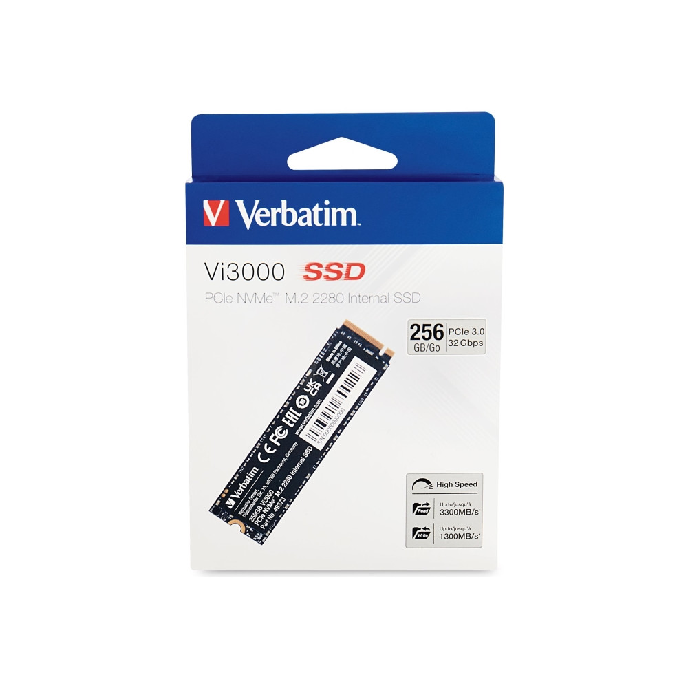 Produktbild för Verbatim Vi3000 - SSD - High Endurance - 256 GB - PCIe 3.0 x4 (NVMe)