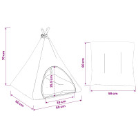 Produktbild för Husdjurs-tält med kudde Vitt och Grått 60 x 60 x 70 cm
