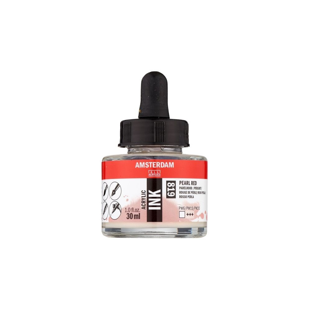 Produktbild för Amsterdam Acrylic Ink-flaska Pearl Red 819 (17208190_Schjern...