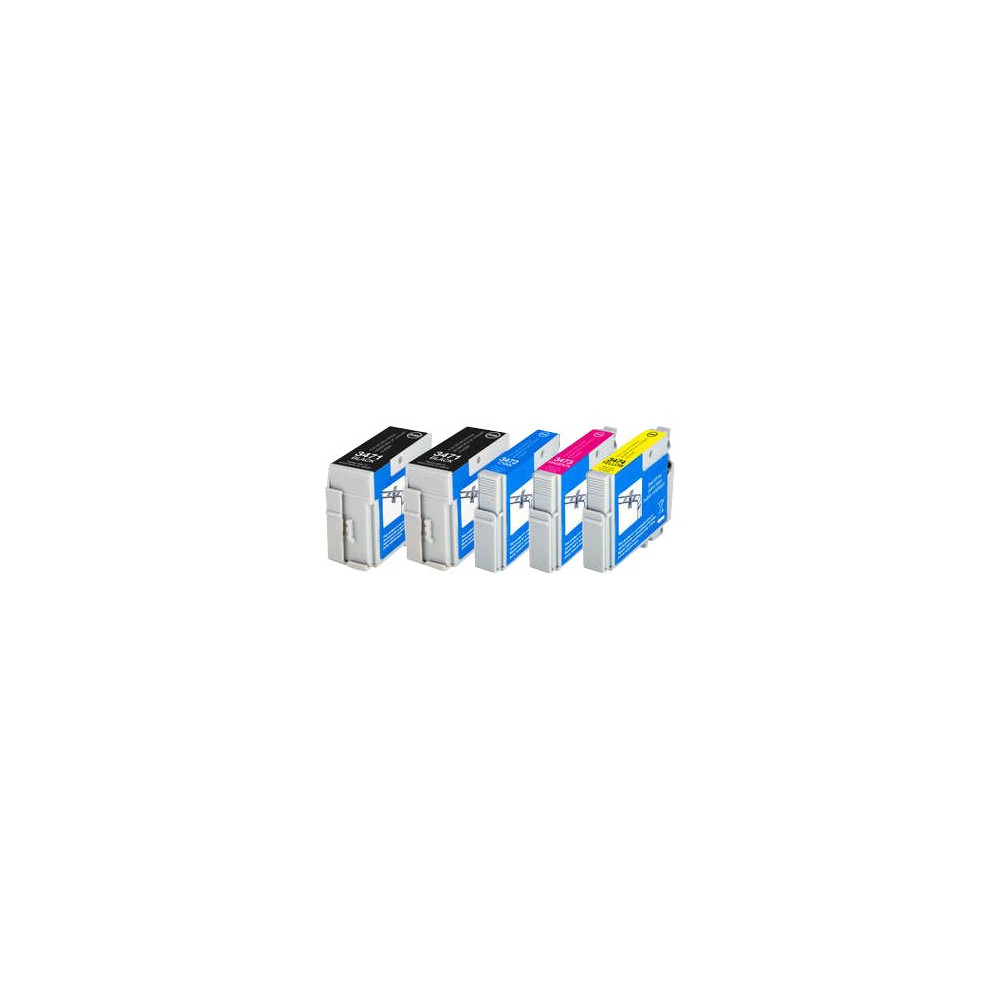 Produktbild för Peach Multi Pack Plus - 5-pack - XL - svart, gul, cyan, magenta - kompatibel - bläckpatron (alternativ för: Epson 34XL, Epson T3471, Epson T3472, Epson T3473, Epson T3474)