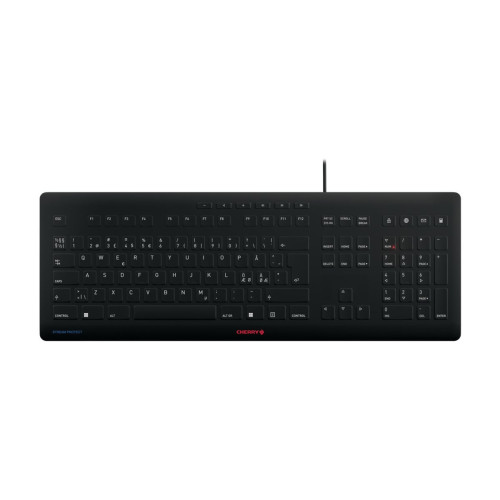 CHERRY CHERRY STREAM KEYBOARD - tangentbord - hygieniskt tangentbord som kan desinficeras - QWERTY - Nordisk Inmatningsenhet