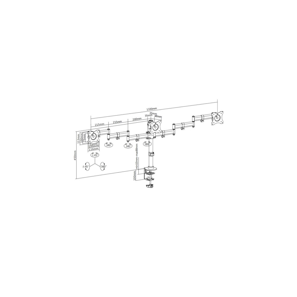 Produktbild för Multibrackets M Deskmount Basic Triple monteringssats - för 3 LCD-bildskärmar - svart