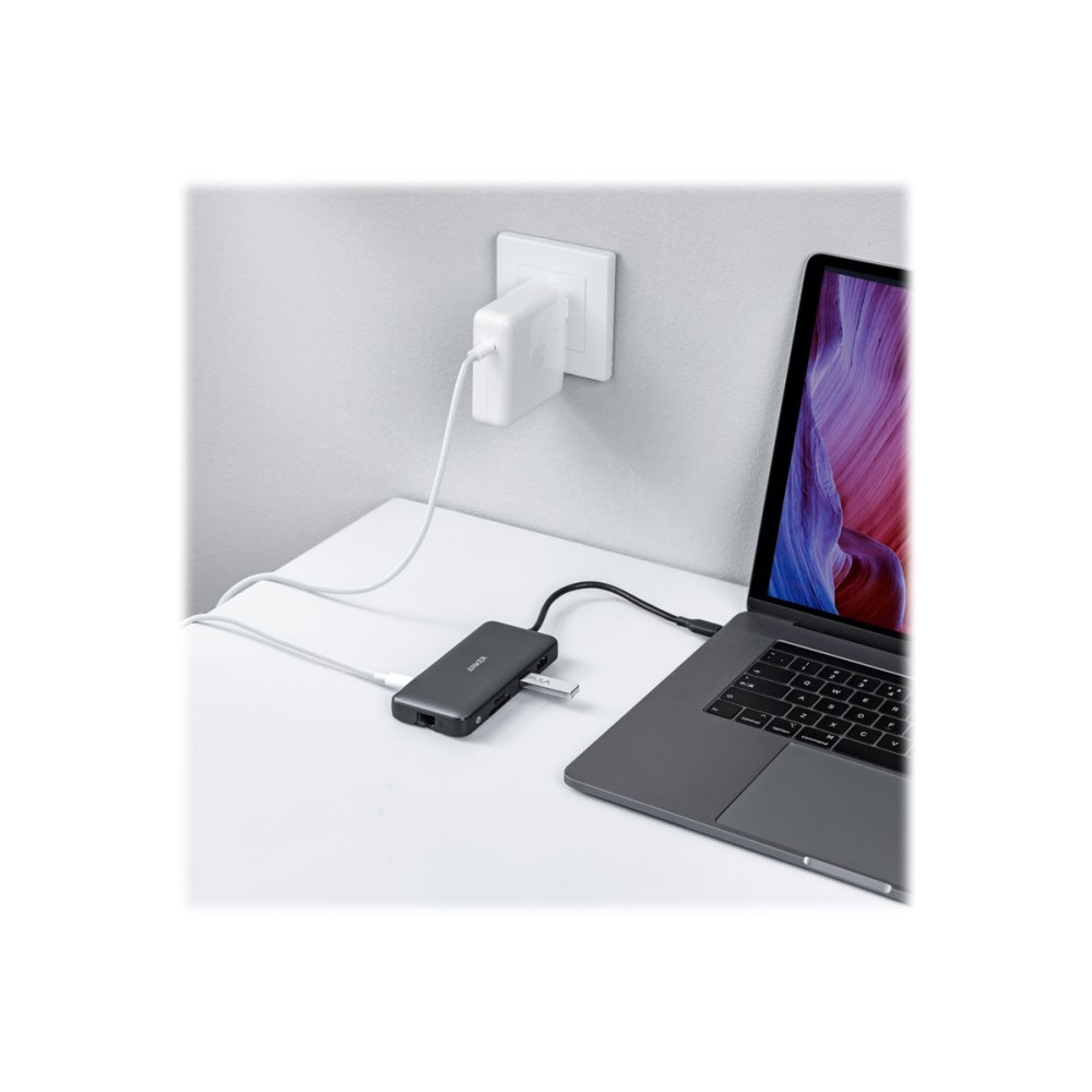 Produktbild för Anker PowerExpand 8-in-1 USB-C PD Media Hub - dockningsstation - USB-C - 2 x HDMI - 1GbE
