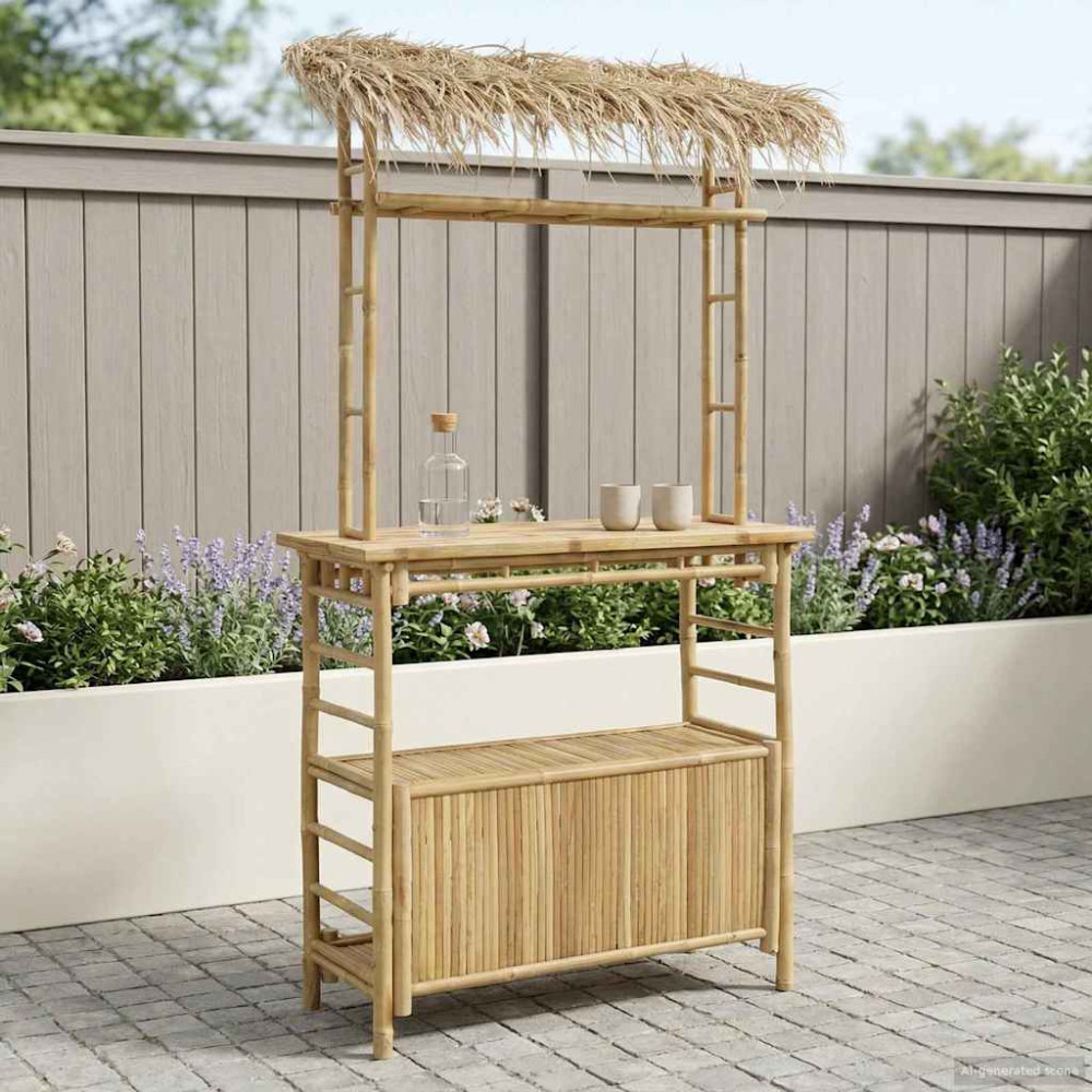 Produktbild för Utomhus Barbord Naturfärg 110 x 50 x 209 cm Bambus