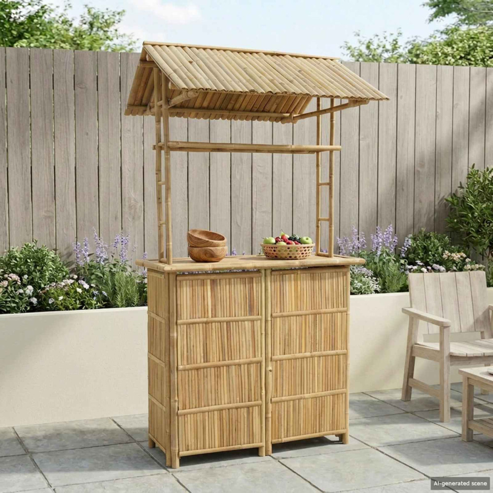 Produktbild för Utomhus Barbord Naturfärg 115 x 95 x 214 cm Bambus