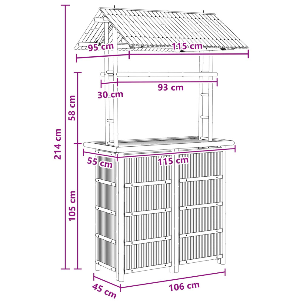 Produktbild för Utomhus Barbord Naturfärg 115 x 95 x 214 cm Bambus