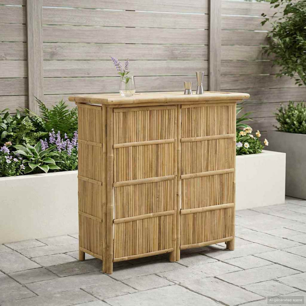 Produktbild för Utomhus Barbord Naturfärg 115 x 55 x 105 cm Bambus