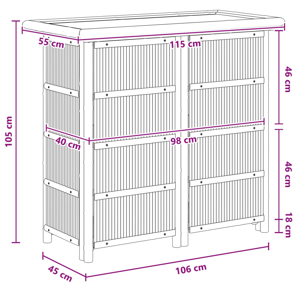 Produktbild för Utomhus Barbord Naturfärg 115 x 55 x 105 cm Bambus
