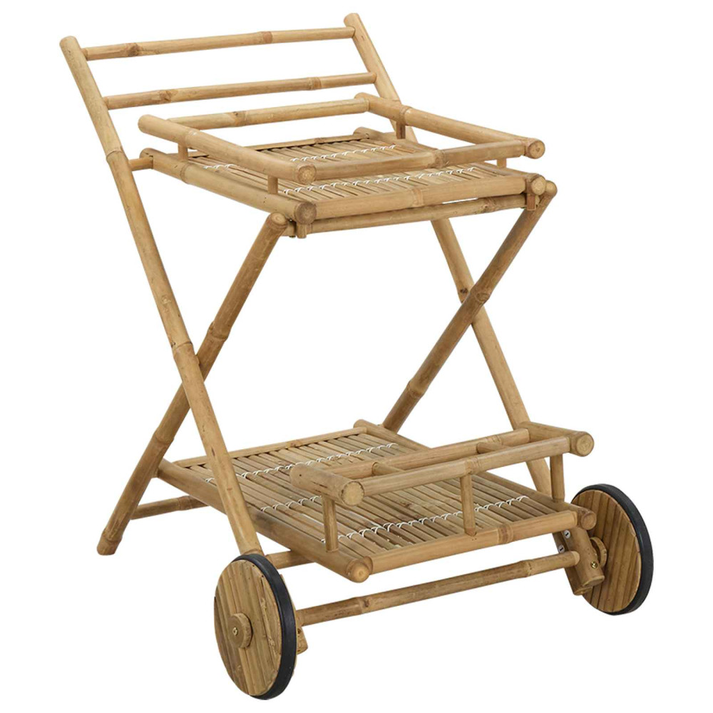 Produktbild för Tevagn med hjul Naturfärg 79 x 67,5 x 84 cm Bambus