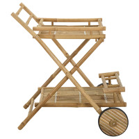 Produktbild för Tevagn med hjul Naturfärg 79 x 67,5 x 84 cm Bambus