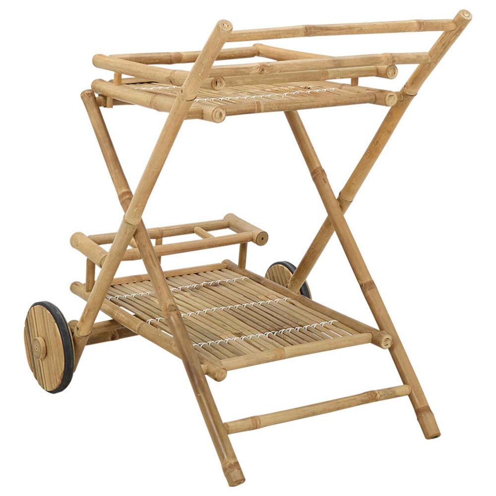 Produktbild för Tevagn med hjul Naturfärg 79 x 67,5 x 84 cm Bambus