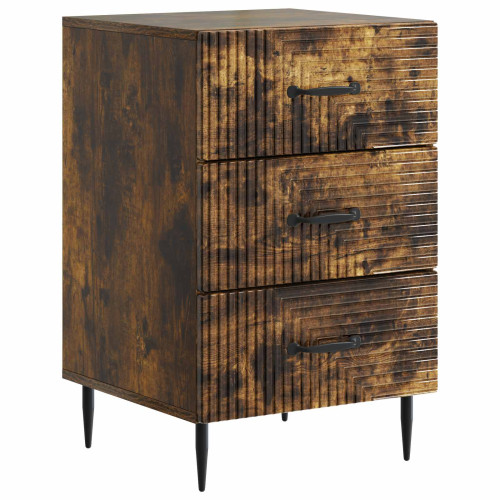 vidaXL Nattduksbord med låda Rökt ek 43 x 41 x 66,5 cm Konstruerat trä - Nattduksbord