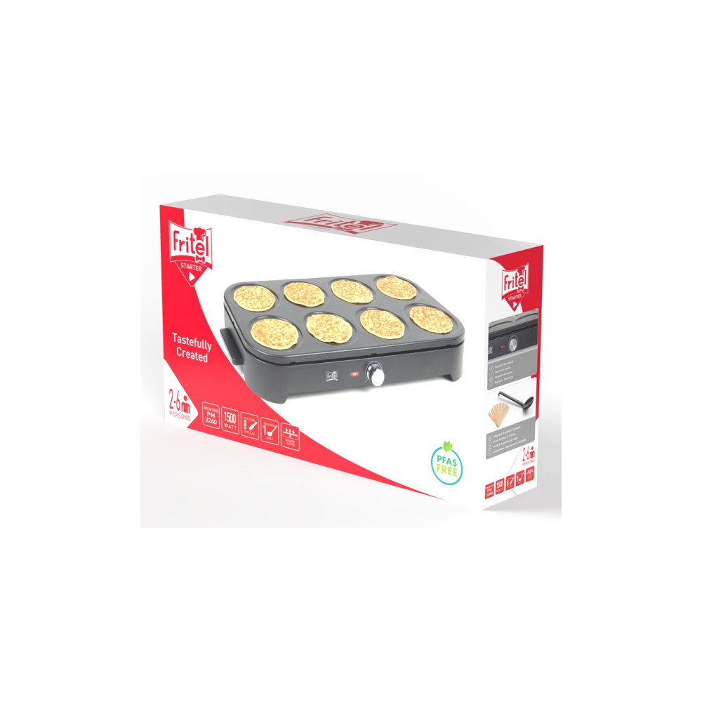 Produktbild för Fritel PM 2260, 8 pannkaka(r), Svart, 150 cm, Aluminium, Svä...
