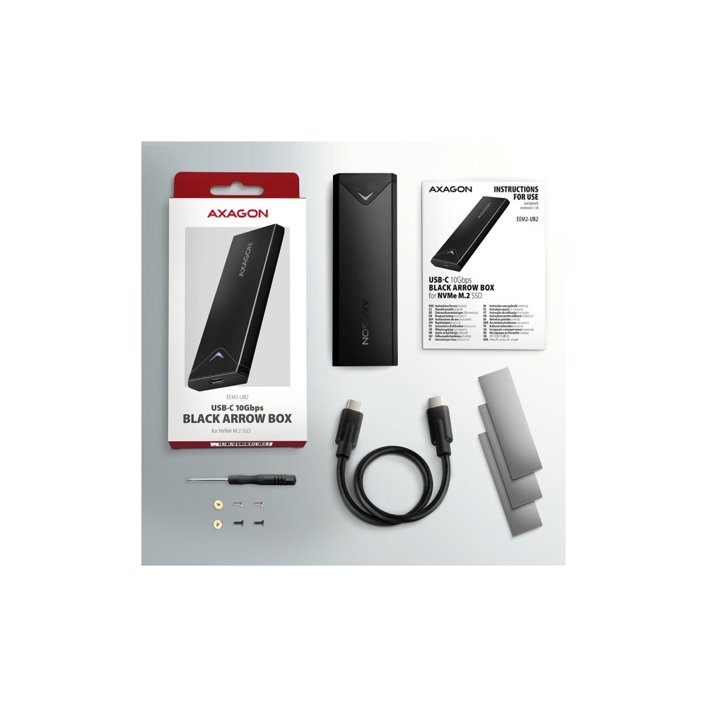 Produktbild för AXAGON EEM2-UB2 - förvaringslåda - M.2 NVMe Card / PCIe (NVMe) - USB-C 3.2 (Gen 2)