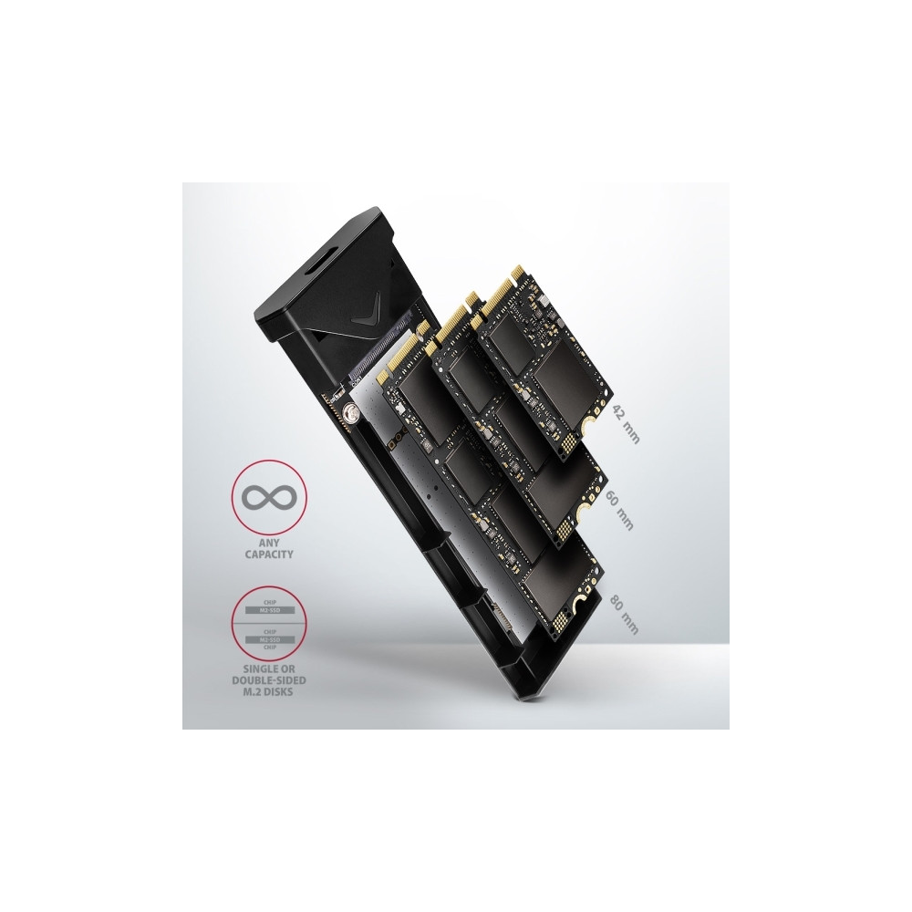 Produktbild för AXAGON EEM2-UB2 - förvaringslåda - M.2 NVMe Card / PCIe (NVMe) - USB-C 3.2 (Gen 2)