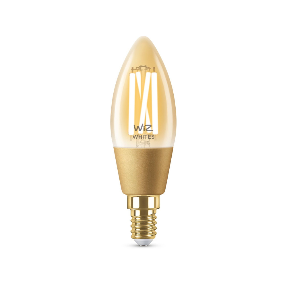 Produktbild för WiZ Filamentkronljus bärnstensgul 25 W C35 E14, Smart glödla...