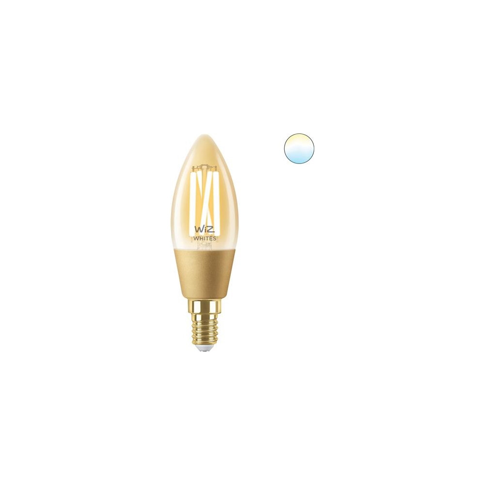 Produktbild för WiZ Filamentkronljus bärnstensgul 25 W C35 E14, Smart glödla...