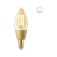 Produktbild för WiZ Filamentkronljus bärnstensgul 25 W C35 E14, Smart glödla...