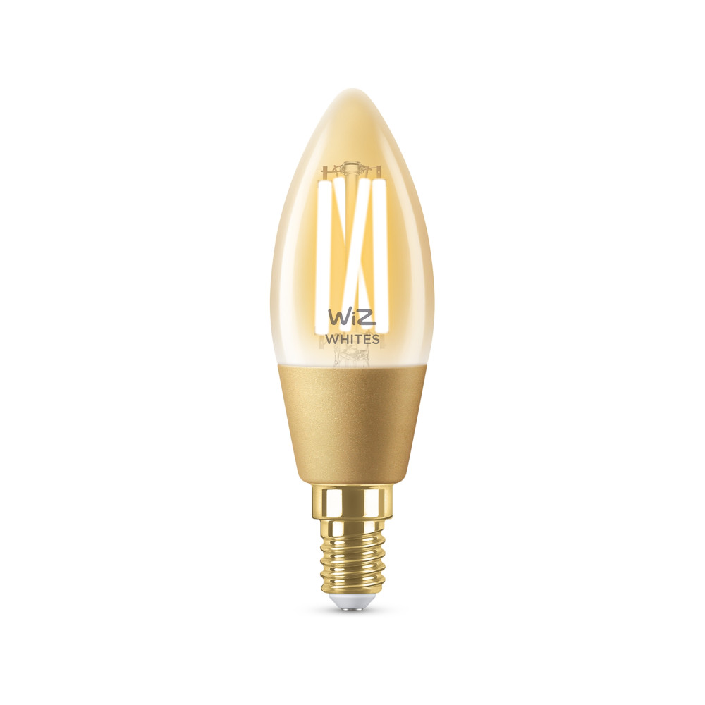 Produktbild för WiZ Filamentkronljus bärnstensgul 25 W C35 E14, Smart glödla...