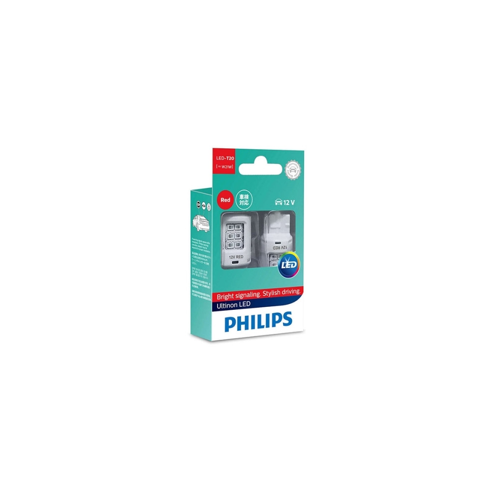 Produktbild för Philips Ultinon LED W21W röd 12V