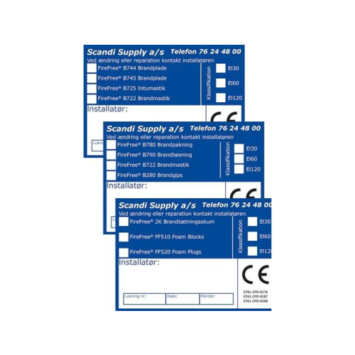SCANDI SUPPLY Etikett CE-märke för brandtätning B744-B745-B725-B722 (10 st...