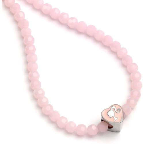THE CARAT SHOP Barbie Pink Bead Necklace with Heart Shaped Bead Charm