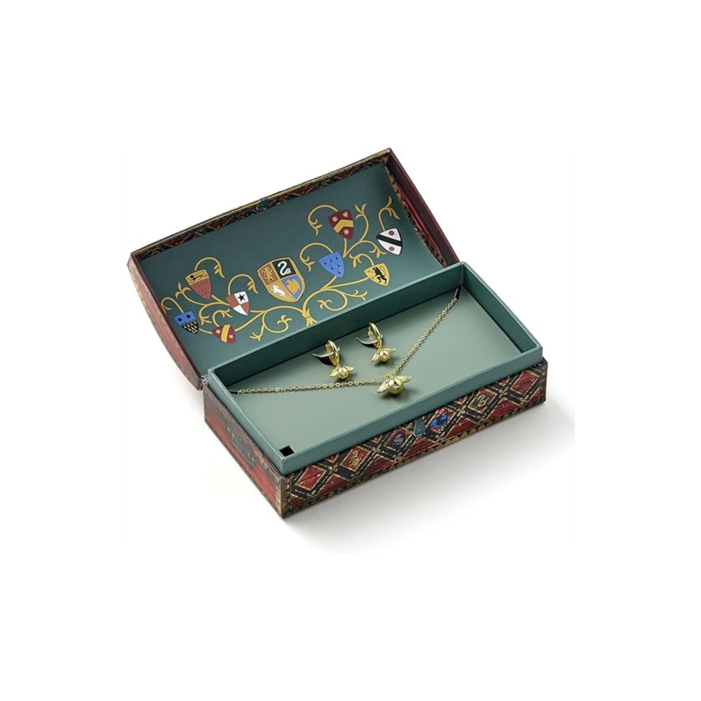 Produktbild för Harry Potter Quidditch Gift Box with cute Golden Snitch Necklace & Earrings