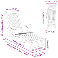 Produktbild för Reclining och Fällbar Solstol 2 pcs 55 x 146 x 91 cm