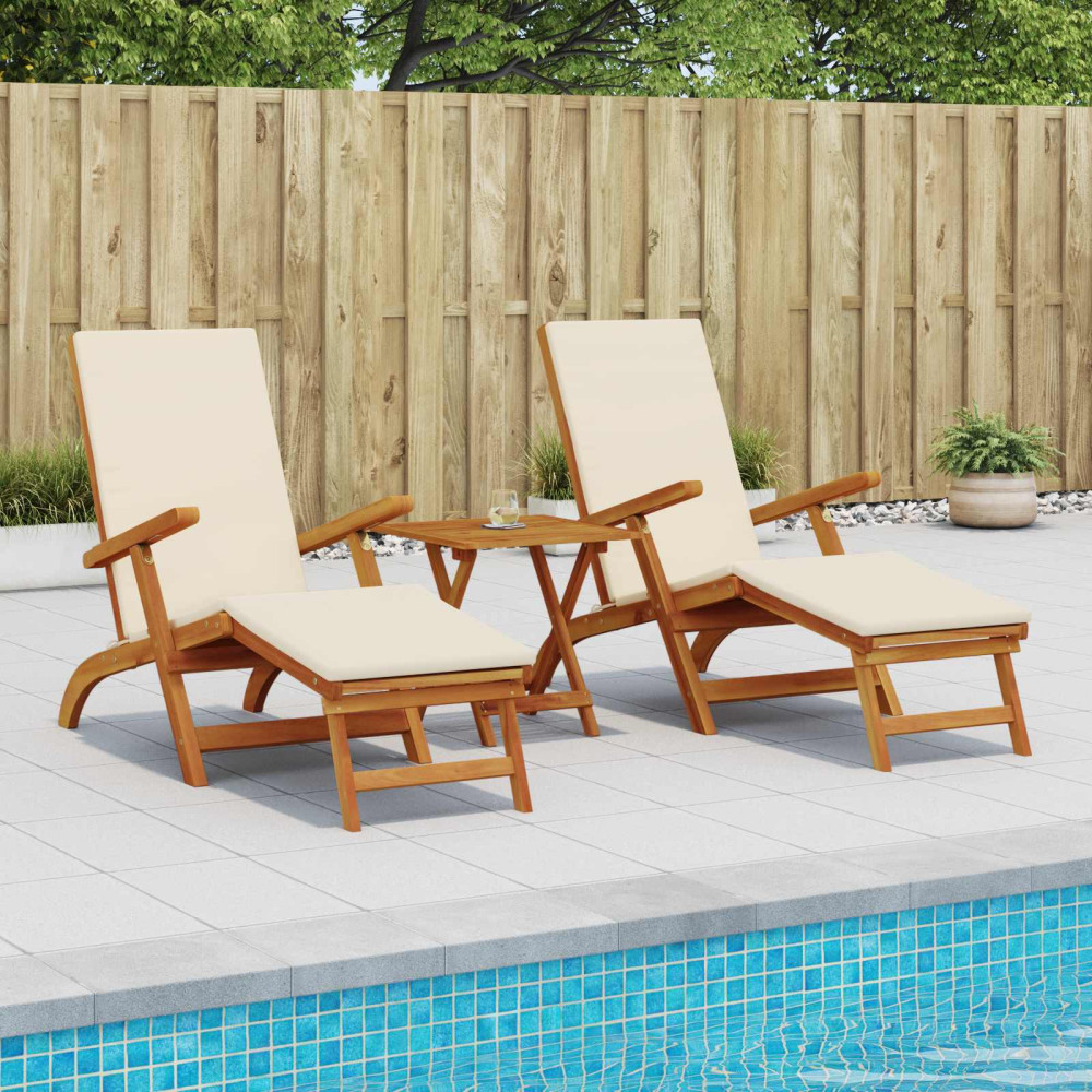 Produktbild för Reclining och Fällbar Solstol 2 pcs 55 x 146 x 91 cm
