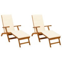 Produktbild för Reclining och Fällbar Solstol 2 pcs 55 x 146 x 91 cm