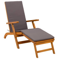 Produktbild för Reclining och Fällbar Solstol 2 pcs Grå 55 x 146 x 91 cm