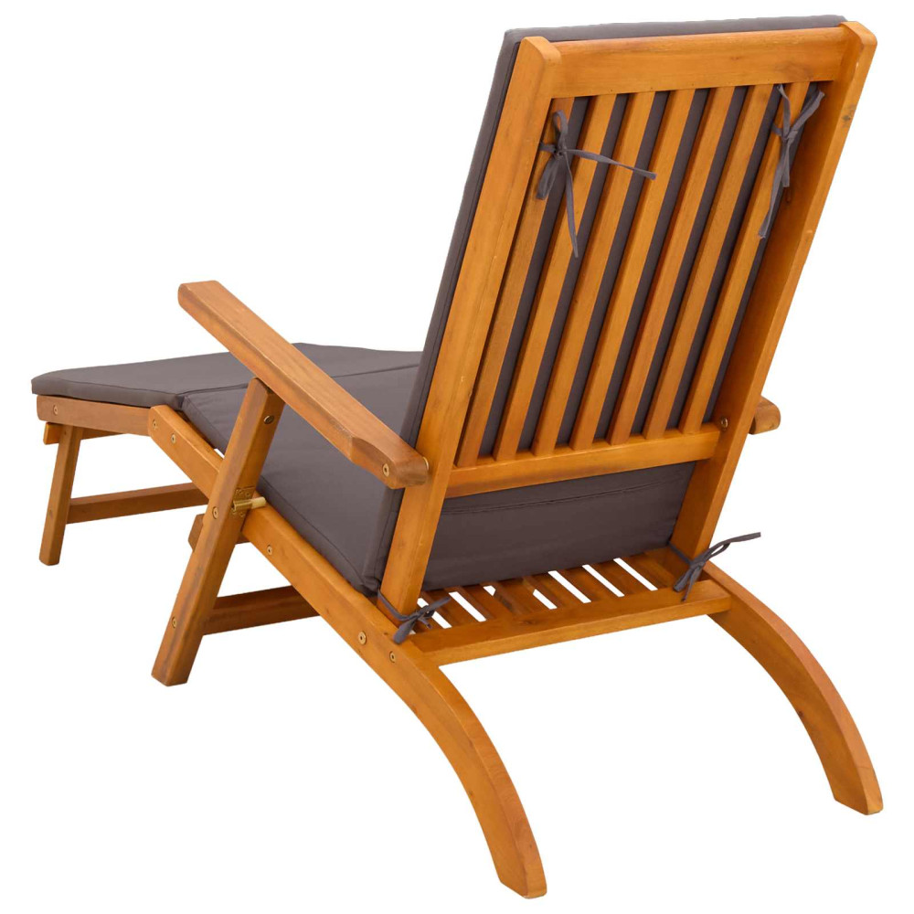 Produktbild för Reclining och Fällbar Solstol 2 pcs Grå 55 x 146 x 91 cm