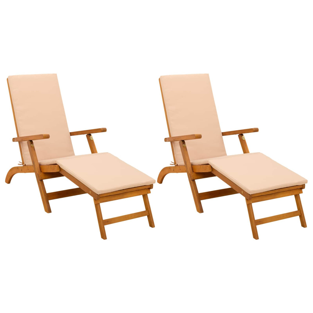 Produktbild för Reclining och Fällbar Solstol 2 pcs 55 x 146 x 91 cm