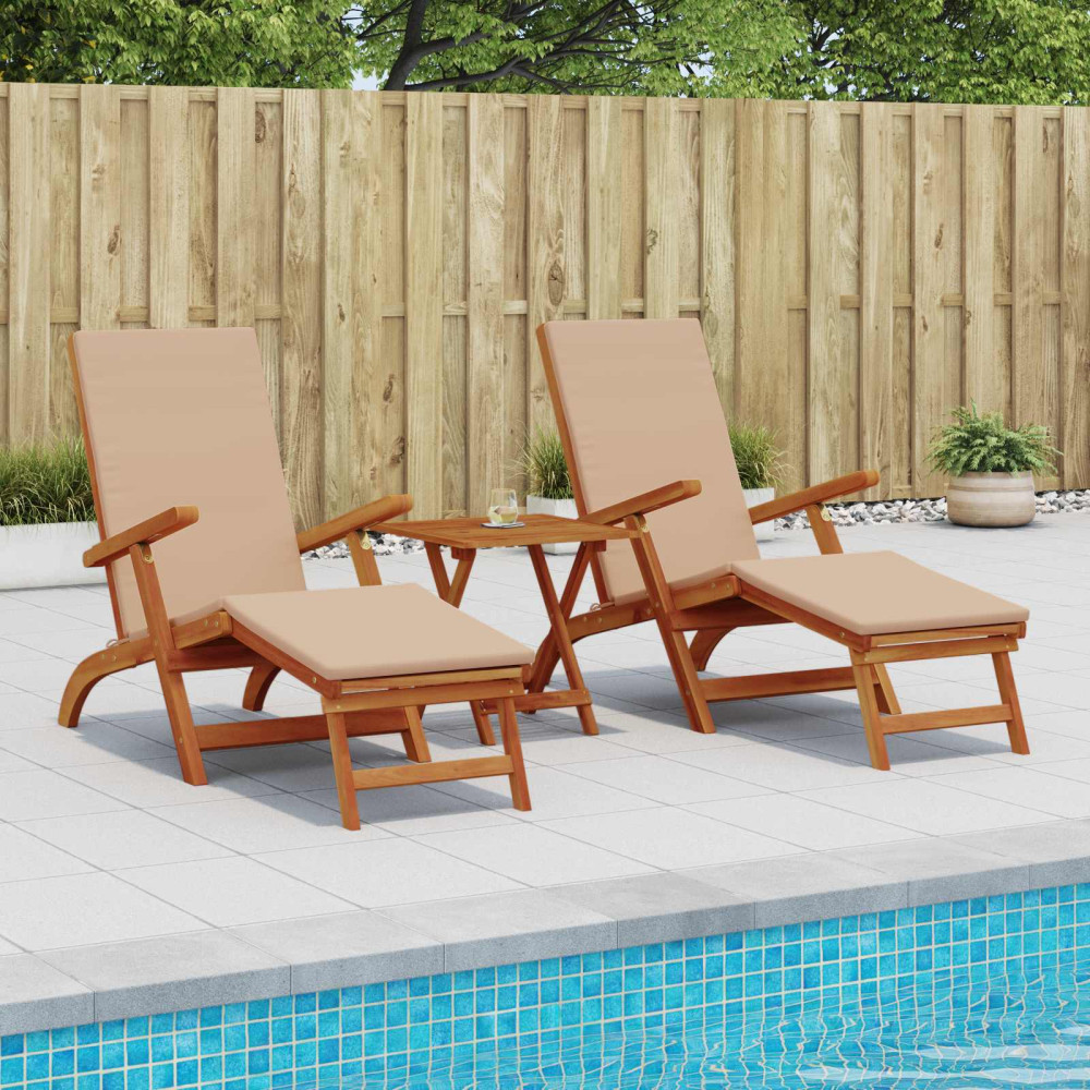 Produktbild för Reclining och Fällbar Solstol 2 pcs 55 x 146 x 91 cm