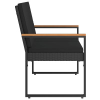 Produktbild för Utomhusbänk med kudde Svart 107 x 61 x 80 cm konstrotting