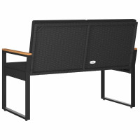 Produktbild för Utomhusbänk med kudde Svart 107 x 61 x 80 cm konstrotting
