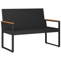 Produktbild för Utomhusbänk Svart och krämvit 107 x 61 x 80 cm konstrotting