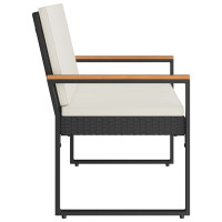 Produktbild för Utomhusbänk Svart och krämvit 107 x 61 x 80 cm konstrotting