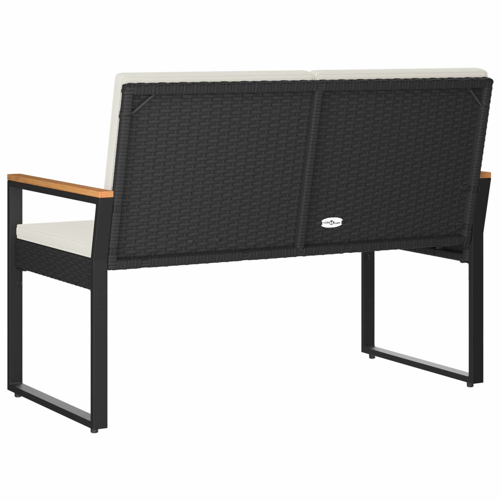 Produktbild för Utomhusbänk Svart och krämvit 107 x 61 x 80 cm konstrotting