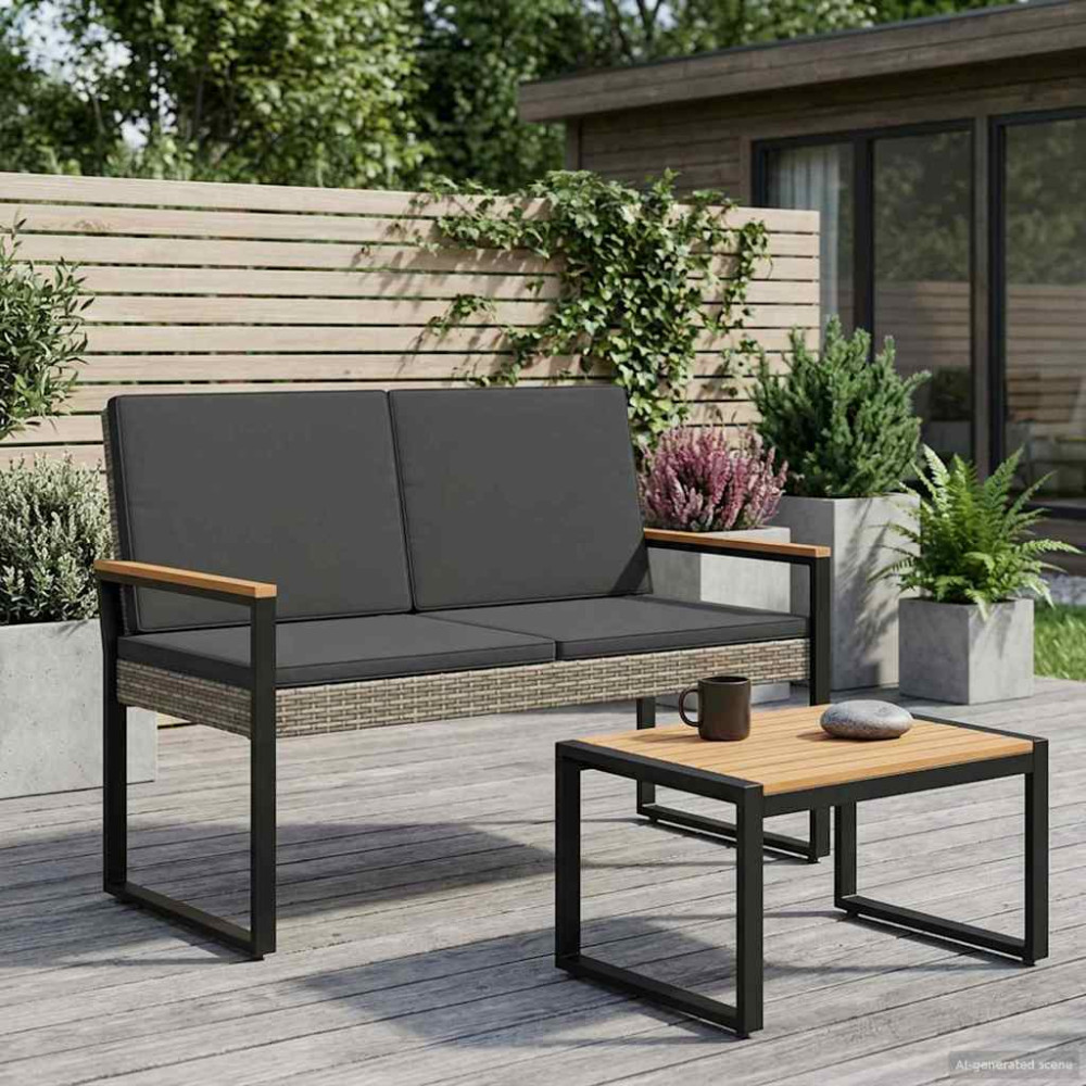 Produktbild för Utomhusbänk Grå och mörkgrå 107 x 61 x 80 cm konstrotting