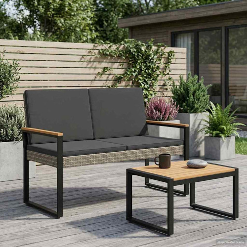 vidaXL Utomhusbänk Grå och mörkgrå 107 x 61 x 80 cm konstrotting