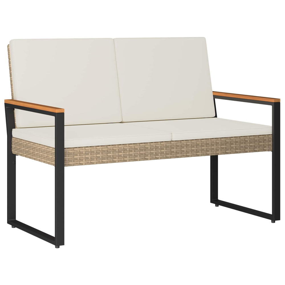 Produktbild för Utomhusbänk Beige och krämvit 107 x 61 x 80 cm konstrotting