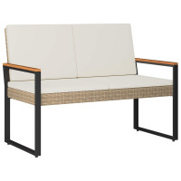 Produktbild för Utomhusbänk Beige och krämvit 107 x 61 x 80 cm konstrotting