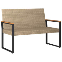 Produktbild för Utomhusbänk Beige och krämvit 107 x 61 x 80 cm konstrotting