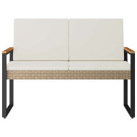 Produktbild för Utomhusbänk Beige och krämvit 107 x 61 x 80 cm konstrotting