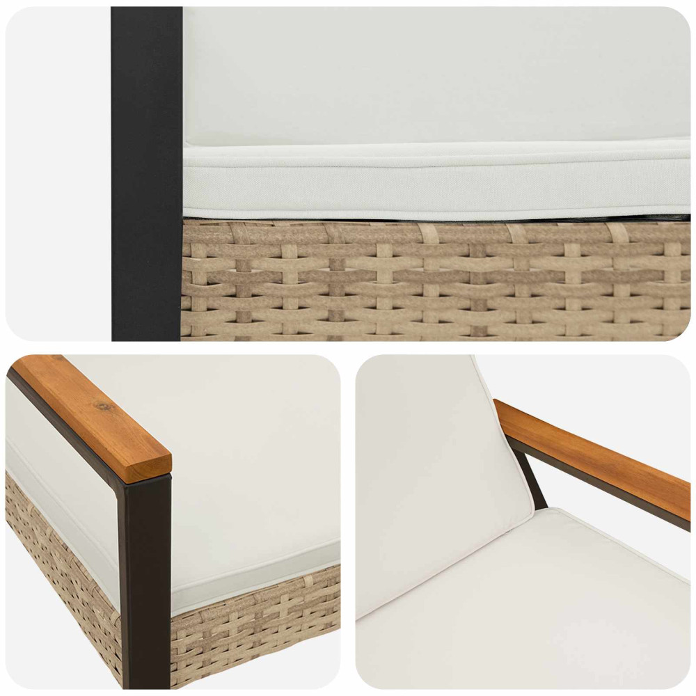 Produktbild för Utomhusbänk Beige och krämvit 107 x 61 x 80 cm konstrotting
