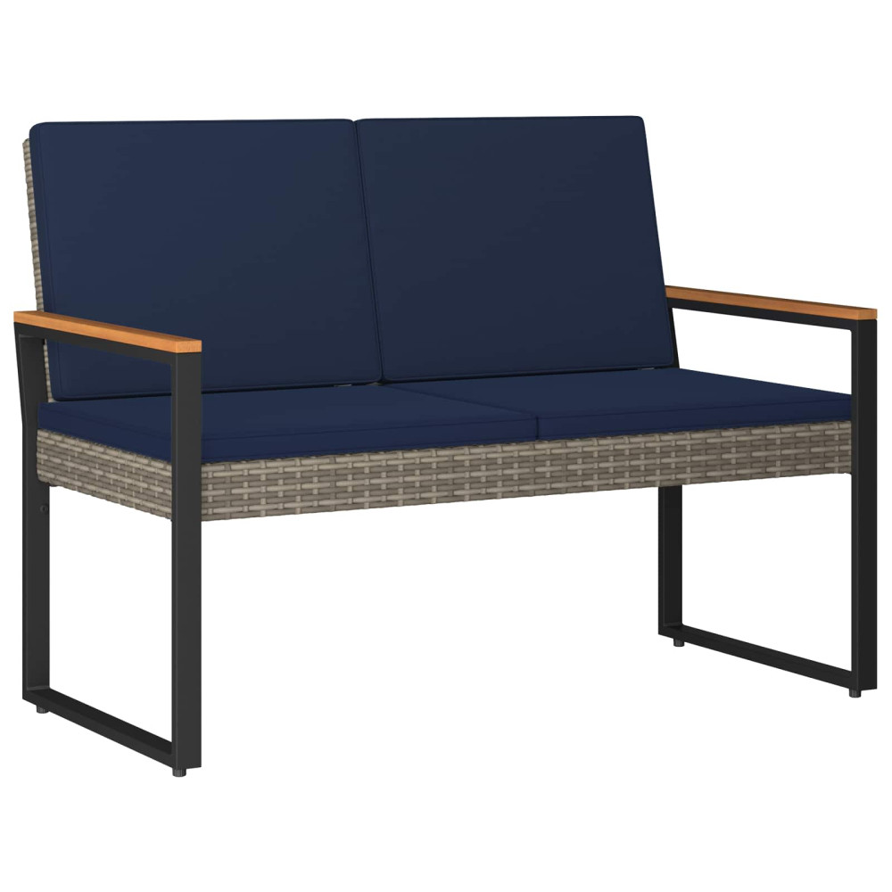 Produktbild för Utomhusbänk Grå och Marinblå 107 x 61 x 80 cm konstrotting